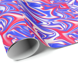 Patriotic Swirl:  Red White and Blue Marble, Wrapping Paper