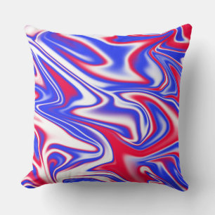 "Patriotic Swirl: The Red, White, and Blue Marble" Cushion