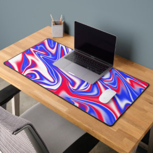 "Patriotic Swirl: The Red, White, and Blue Marble" Desk Mat