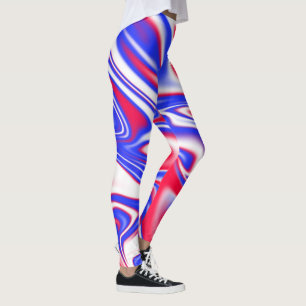 "Patriotic Swirl: The Red, White, and Blue Marble" Leggings