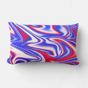 "Patriotic Swirl: The Red, White, and Blue Marble" Lumbar Cushion