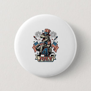 Patriotic T-Rex 4th of July Vintage Shirt Design_1 6 Cm Round Badge