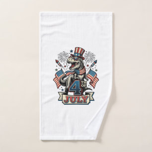 Patriotic T-Rex 4th of July Vintage Shirt Design_1 Hand Towel