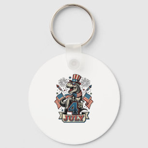 Patriotic T-Rex 4th of July Vintage Shirt Design_1 Key Ring