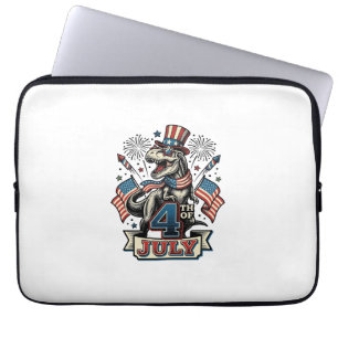 Patriotic T-Rex 4th of July Vintage Shirt Design_1 Laptop Sleeve