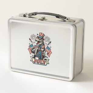 Patriotic T-Rex 4th of July Vintage Shirt Design_1 Metal Lunch Box