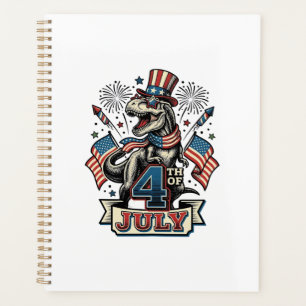 Patriotic T-Rex 4th of July Vintage Shirt Design_1 Planner