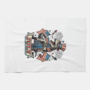 Patriotic T-Rex 4th of July Vintage Shirt Design_1 Tea Towel