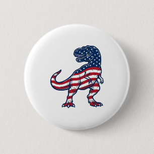 Patriotic T-Rex American Flag Dinosaur Design_1 6 Cm Round Badge