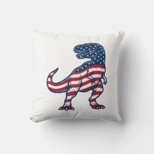 Patriotic T-Rex American Flag Dinosaur Design_1 Cushion