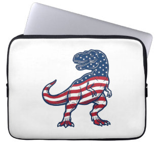 Patriotic T-Rex American Flag Dinosaur Design_1 Laptop Sleeve
