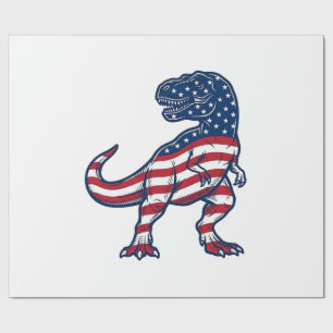 Patriotic T-Rex American Flag Dinosaur Design_1 Wrapping Paper