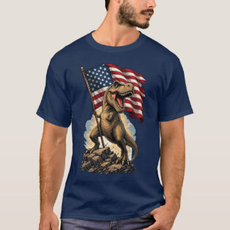 Patriotic T-Rex American Flag Dinosaur T-Shirt