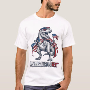 Patriotic T-Rex Amerisaurus Rex White Shirt Design
