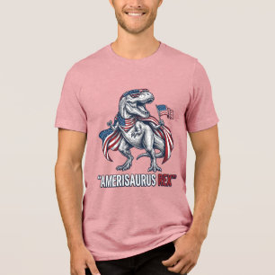 Patriotic T-Rex Amerisaurus Rex White Shirt Design