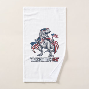Patriotic T-Rex Amerisaurus Rex White Shirt Design Hand Towel