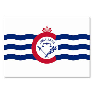 Patriotic table card with Flag of Cincinnati
