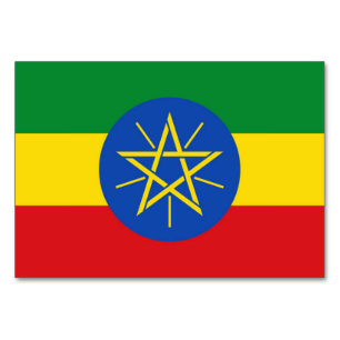 Patriotic table card with Flag of Ethiopia