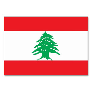 Patriotic table card with Flag of Lebanon