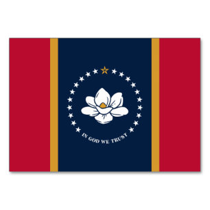 Patriotic table card with Flag of Mississippi