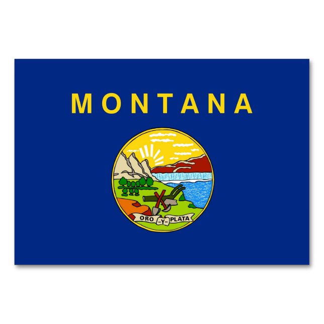 Patriotic table card with Flag of Montana (Back)