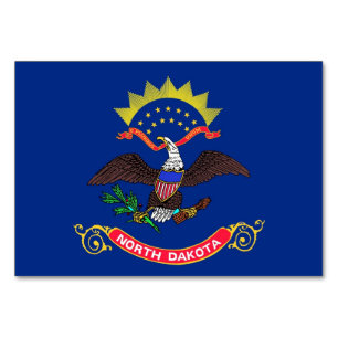 Patriotic table card with Flag of North Dakota
