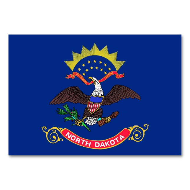 Patriotic table card with Flag of North Dakota (Back)