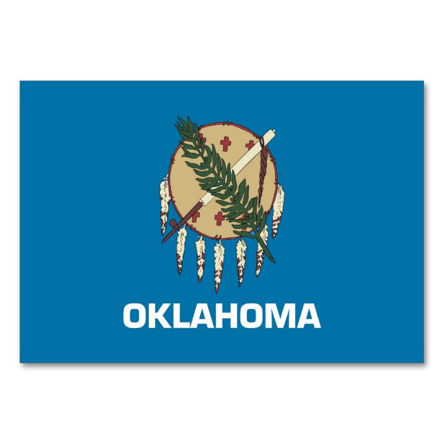 Patriotic table card with Flag of Oklahoma (Back)