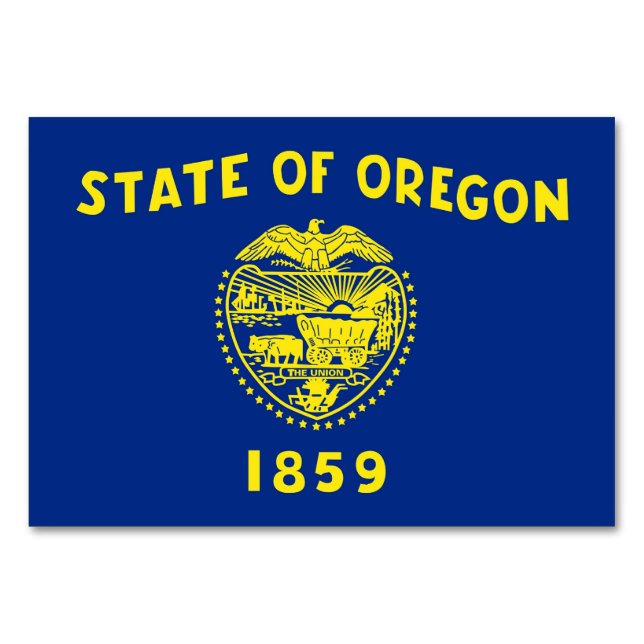 Patriotic table card with Flag of Oregon (Back)
