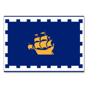 Patriotic table card with Flag of Quebec City