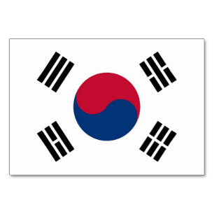 Patriotic table card with Flag of South Korea