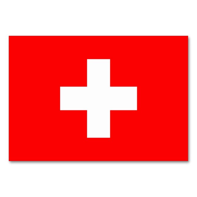 Patriotic table card with Flag of Switzerland (Back)
