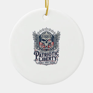 Patriotic Tactical Eagle Skull Military Inspired S Ceramic Ornament