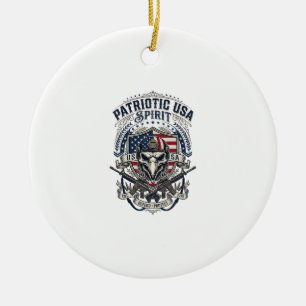 Patriotic Tactical Eagle Skull Military Inspired S Ceramic Ornament