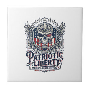 Patriotic Tactical Eagle Skull Military Inspired S Ceramic Tile