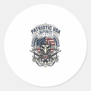 Patriotic Tactical Eagle Skull Military Inspired S Classic Round Sticker
