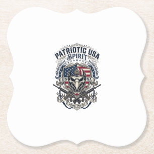 Patriotic Tactical Eagle Skull Military Inspired S Paper Coaster