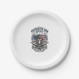 Patriotic Tactical Eagle Skull Military Inspired S Paper Plate