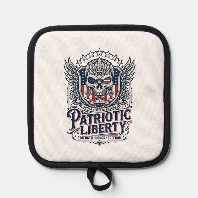 Patriotic Tactical Eagle Skull Military Inspired S Pot Holder (Front)