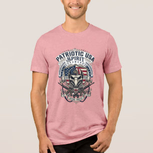 Patriotic Tactical Eagle Skull Military Inspired S Tri-Blend Shirt