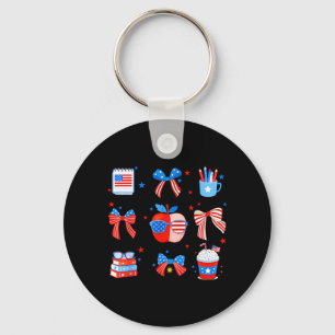 Patriotic Teacher 4th Of July Teacher Coquette Usa Key Ring