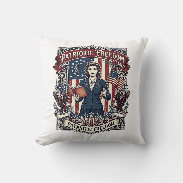 Patriotic Teacher Vector Graphic Tee_1 Cushion (Front)