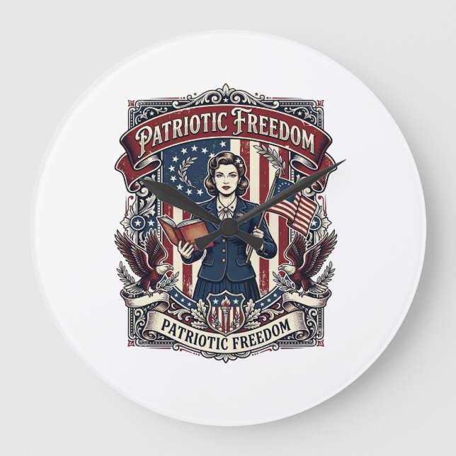 Patriotic Teacher Vector Graphic Tee_1 Large Clock (Front)