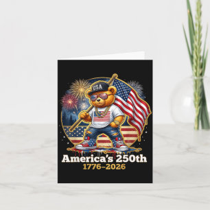 Patriotic Teddy Bear Aamericas 250th Anniversary Card
