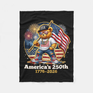 Patriotic Teddy Bear Aamericas 250th Anniversary Fleece Blanket