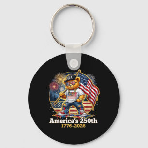 Patriotic Teddy Bear Aamericas 250th Anniversary Key Ring