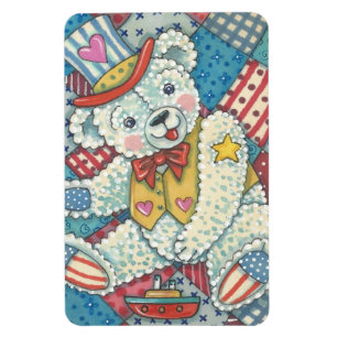 PATRIOTIC TEDDY BEAR & QUILT MAGNET Large