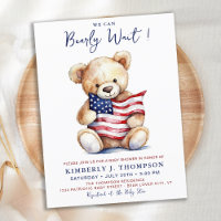 Patriotic Teddy Bear Red White Blue Baby Shower