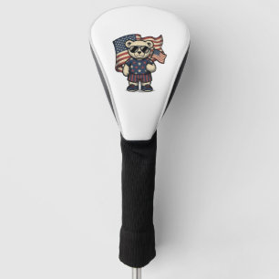 Patriotic Teddy Bear Vintage Engraving Shirt Desig Golf Head Cover