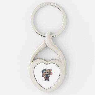 Patriotic Teddy Bear Vintage Engraving Shirt Desig Key Ring